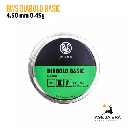 4,50 mm RWS Diabolo Basic 0,45g - 4,5 mm ilmakivääriluodit - 4000294150920 - 1