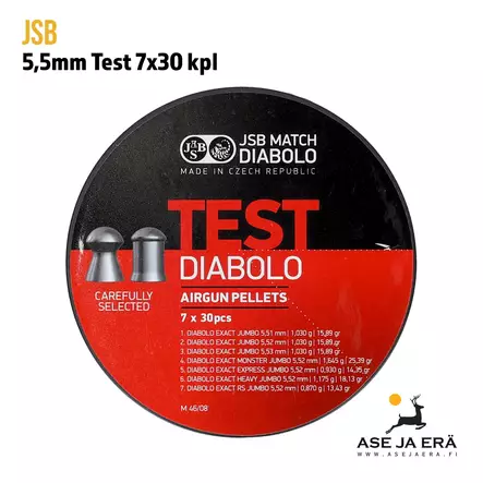 5,5mm JSB Test 7x30 kpl - Yleiskuva - 5,5 mm luodit - 8594180450660 - 2