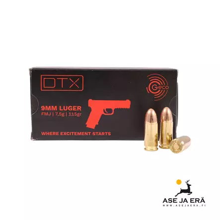 9mm Luger Geco DTX FMJ 7,5g pistoolipatruuna - 9mm pistoolin patruunat - 4000294179570 - 2