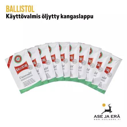 Ballistol valmiiksi öljytty kangaslappu 10 kpl pakkau - Puhdistustulpat ja asesillat - 4017777219500 - 2