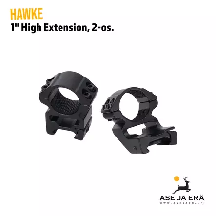 Hawke 25mm High Extension Ring 1" rengasjalka 2-os. Weaver Korkea - 30mm kiikarinrenkaat - 5054492221240 - 1