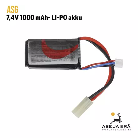 ASG 7,4V 1000 mAh, LI-PO akku - Airsoft-akut ja laturit - 5707843051590 - 3