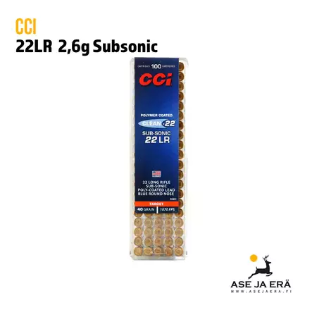 CCI 22 LR Clean-22 Subsonic 2,60g pienoiskiväärin patruuna - 22 LR patruunat - 604544650310 - 1