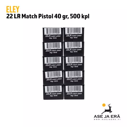 Eley Match Pistol .22lr 40 gr 500 kpl - 22 LR patruunat - 650911211905X500 - 1