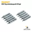 Proairsoft CO2 12g voitelukapselit 10 kpl - kymmenen kapselia etuviistosta - Co2 kaasupatruunat - 6430034893370 - 2