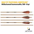 Gold Tip Traditional Hunter 006" hiilikuitunuoli luonnonsulilla, 500 - 6 kpl - sulkaosa - Hiilikuitunuolet - 791331880460 - 15