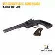Schofield 6" 4,5 mm CO2 Pellet ilma-ase revolveri, Aging BK - alaviistosta, kaasulippaan kansi avattuna - Ilma-aseluoti ilmapistoolit - 5707843073370 - 11