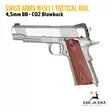 Swiss Arms M1911 Tactical Rail metallirunkoinen Blowback 4,5mm CO2 ilmapistooli - BB kuula ilmapistoolit - 3559962885080 - 2