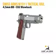 Swiss Arms M1911 Tactical Rail metallirunkoinen Blowback 4,5mm CO2 ilmapistooli - BB kuula ilmapistoolit - 3559962885080 - 9