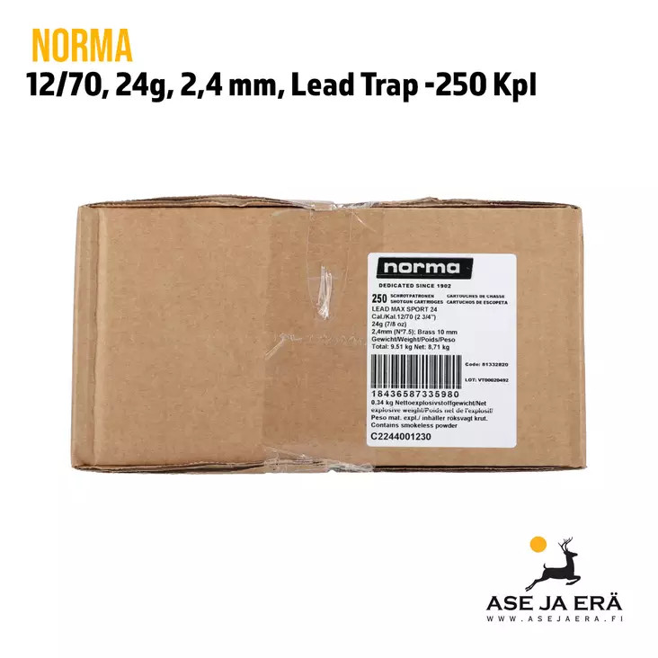 12/70 Norma Lead Max Sport Trap 250 kpl - Haulikon ratapatruunat - 18436587335980 - 4