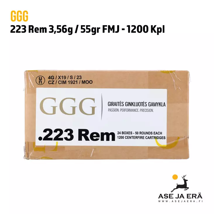 223 GGG-Nato 3,6g FMJ 1200 kpl - 223 kaliiperi - 223GGGNato1200 - 1