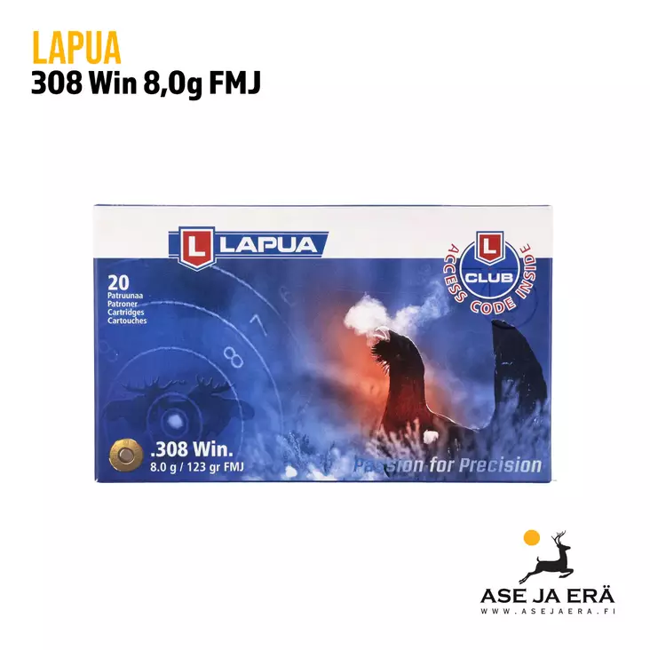 308 Lapua Trainer 8g FMJ Kiväärin kokovaippapatruuna - 308 kaliiperi - 6418267101660 - 7