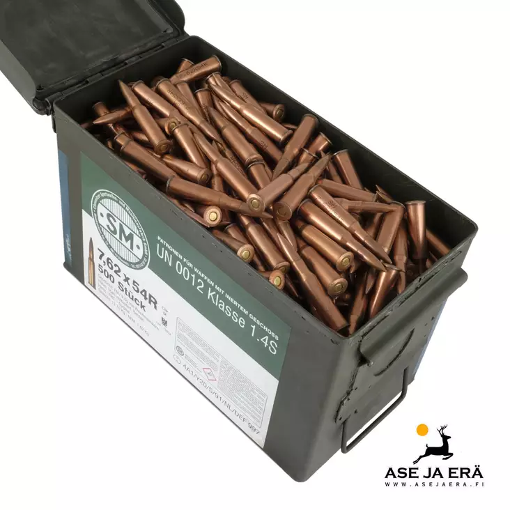 7,62x54R ylijäämäpatruuna 9,6g 500kpl - 7,62x53R kaliiperi - 126780 - 2