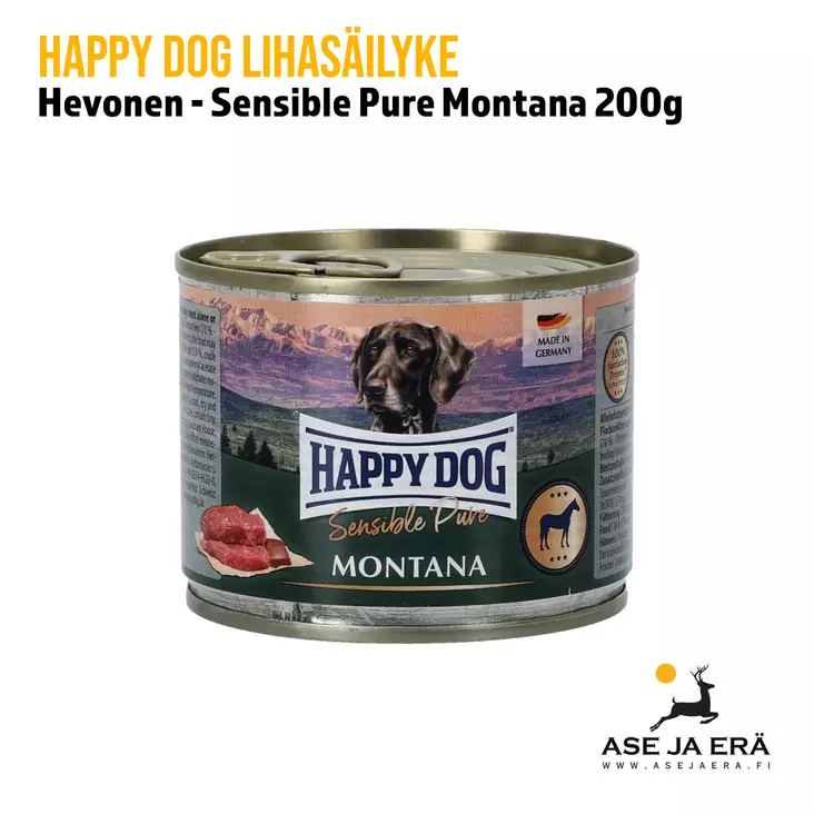 Happy Dog Sensible Pure Montana lihasäilyke Hevonen 200 g, yleiskuva - Lihasäilykkeet ja makkarat - 4001967155860 - 1