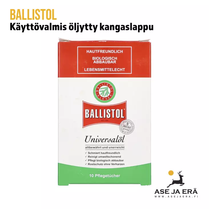 Ballistol valmiiksi öljytty kangaslappu 10 kpl pakkau - Puhdistustulpat ja asesillat - 4017777219500 - 1