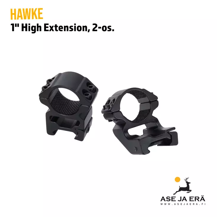 Hawke 25mm High Extension Ring 1" rengasjalka 2-os. Weaver Korkea - 30mm kiikarinrenkaat - 5054492221240 - 1
