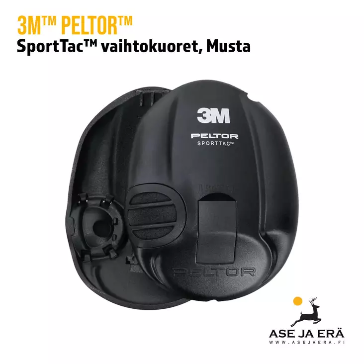 3M Peltor SportTac vaihtokuoret, Musta yleiskuva edestä - Kuulosuojaintarvikkeet - 7318640044920 - 1