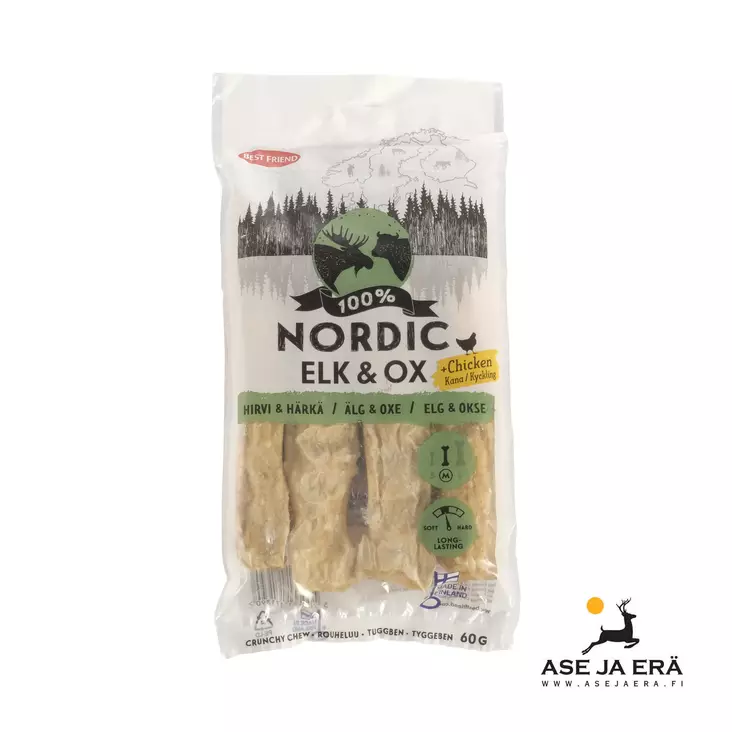 Best Friend Nordic hirvi & härkä kana rouheluu 4 kpl 60 g - Koiran herkut ja puruluut - 5700551171390 - 1