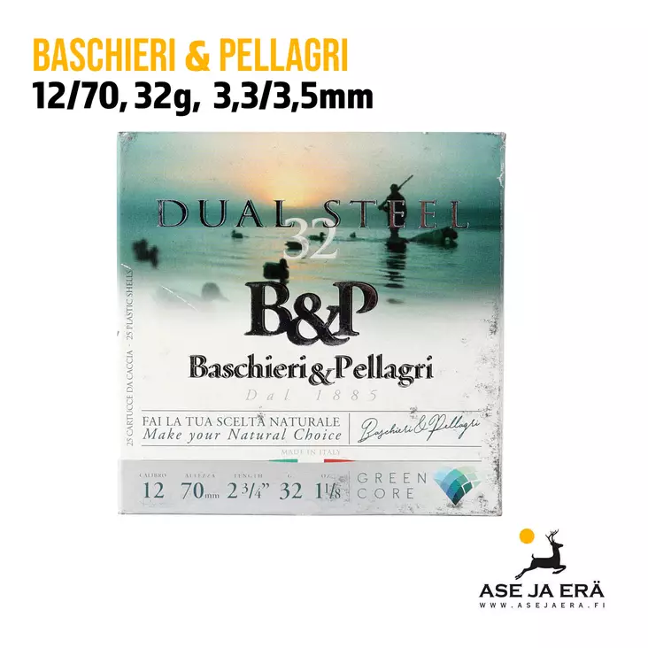 B&P Dual Steel 12/70 32g Haulikonpatruuna - Lyijyttömät patruunat - 8057502100860 - 1