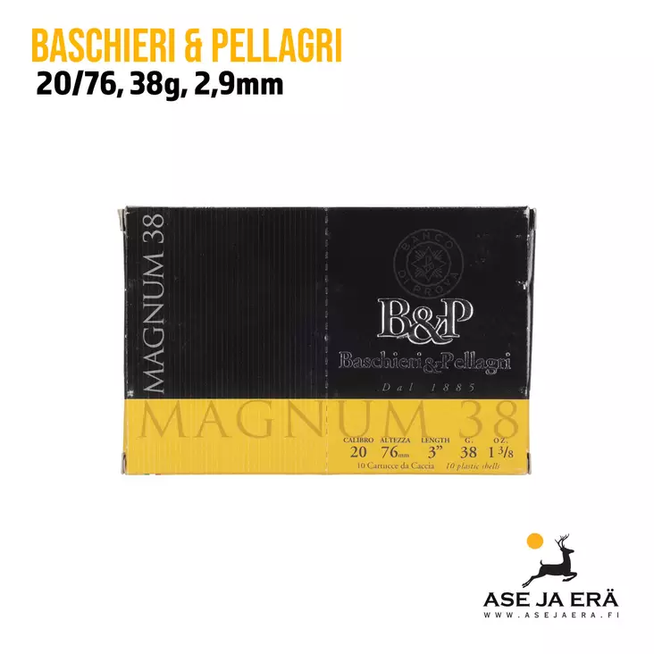 B&P Magnum 20/76 38g haulikonpatruuna - 20 kaliiperin patruunat - 8034134048470 - 1