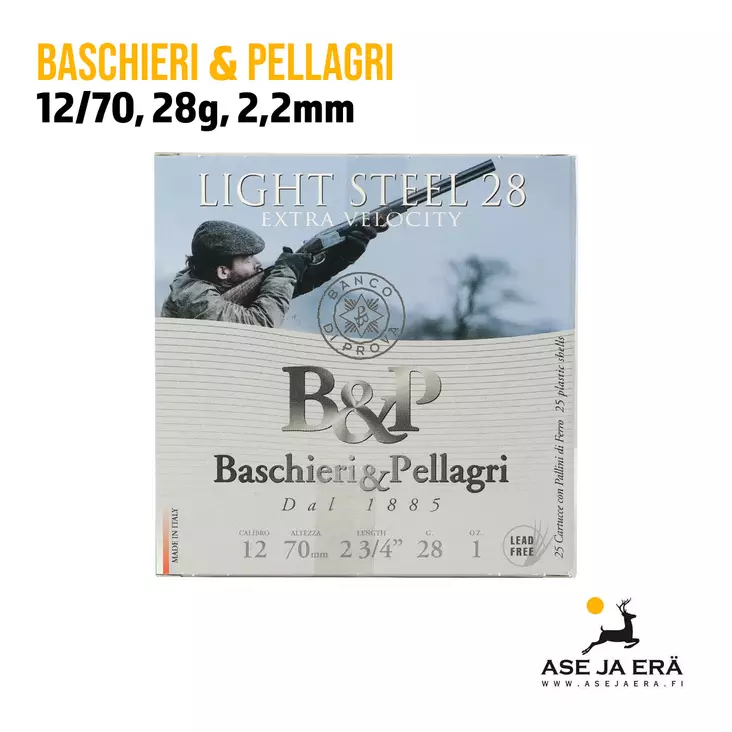 B&P Valle Light Steel 12/70 28g haulikonpatruuna - Lyijyttömät patruunat - 8034134049880 - 1