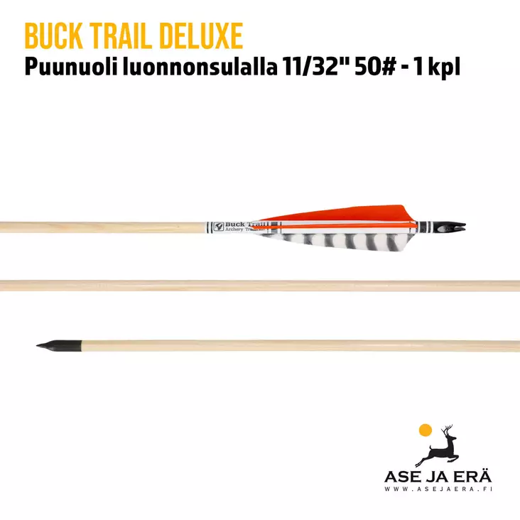 Buck Trail Deluxe puunuoli 11/32" 50# - 1 kpl - yleiskuva nuolen osista - Puunuolet - ZPVB202L50 - 1