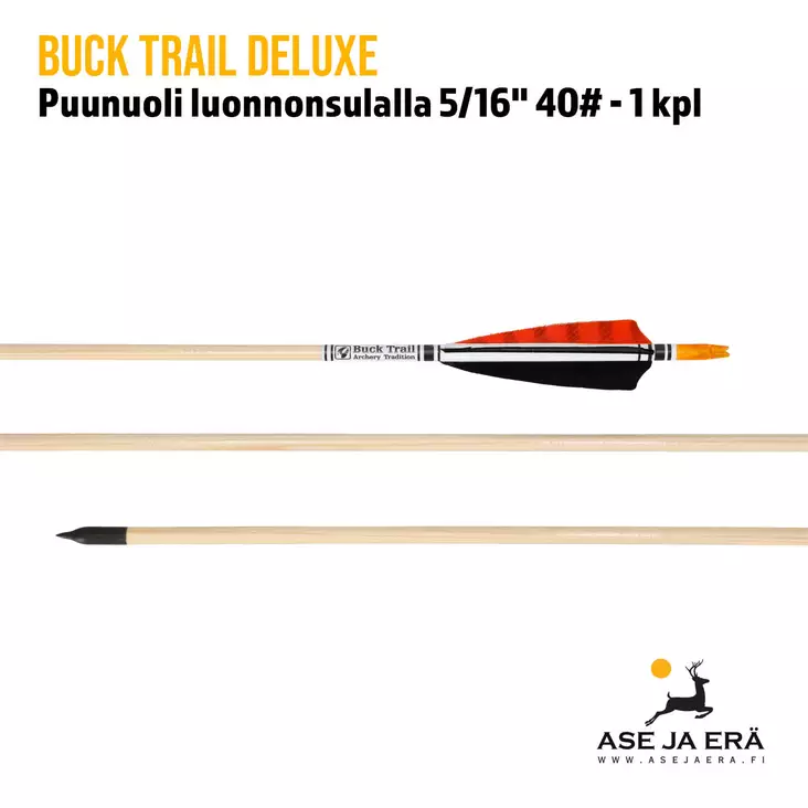 Buck Trail Deluxe puunuoli 5/16" 40# - 1 kpl - yleiskuva nuolen osista - Puunuolet - ZPVB102J40 - 1