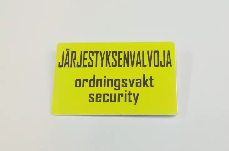 Järjestyksenvalvojan Tunnistekorttilaatta Suomenkielinen - Työvaatetus - MBAG0050 - 1