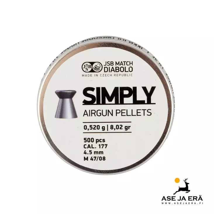JSB Simply 4,50 mm ilma-aseluoti 0,53 g - 4,5 mm ilmakivääriluodit - 8594180451100 - 2