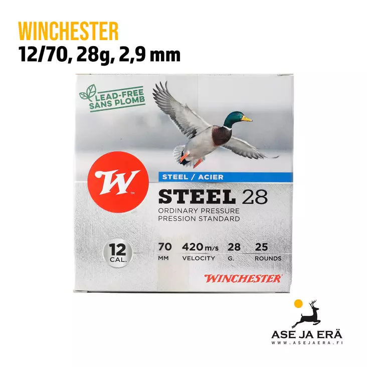 Winchester Steel 12/70 28g haulikonpatruuna - 12/70 metsästyspatruunat - 634957819967 - 1