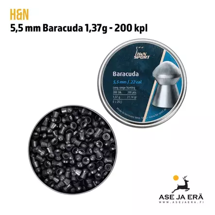 5,5mm H&N Baracuda 1,37g  200 Kpl - Rasia avoinna - 5,5 mm luodit - 4047058001951 - 8