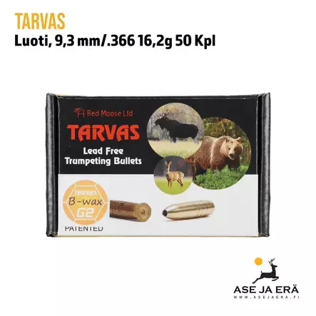 9,3mm/.366 Tarvas luoti 16,2 g 50 kpl - Luotirasia edestäpäin - Muut luodit - 6430052780041 - 2