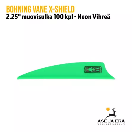 Bohning Vane X-Shield 2.25" muovisulka 100 kpl Neon Vihreä sivusta - Muovisulat - 010847558831 - 1