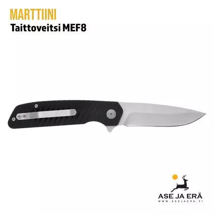 Marttiini MEF8 taittoveitsi - Vasensivu vyöklipsi näkyvissä - Taittoveitset - 6416885582021 - 7