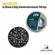 6,35mm H&N Grizzly 2,02g ilmakivääriluoti 150 kpl - kansi avattuna luodit näkyvissä - 6,35 mm luodit - 4047058018461 - 2