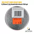 JSB Exact King Heavy MKII 6,35mm 2,2g ilmakiväärinluoti 150 kpl - rasia sivusta - 6,35 mm luodit - 8594180450851 - 5
