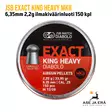 JSB Exact King Heavy MKII 6,35mm 2,2g ilmakiväärinluoti 150 kpl - rasia edestä - 6,35 mm luodit - 8594180450851 - 1