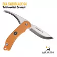 EKA SwedBlade G4 taittopuukko oranssi kydex tuppi - puoliksi taitettuna, molemmat terät esillä, oikealta - Taittoveitset - 7391537337381 - 17