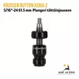 Krossen Button Xenia 2 5/16"-24 61.5 mm plungeri Joustotalla - Sivukuva pystysuorassa. - Plungerit | Joustotallat - 8720054470681 - 8