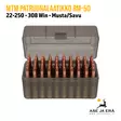 MTM RM-50 22-250-308Win patruunalaatikko 50 patruunalle, Flip-Top Musta/Savu - edestä kansi avattuna, patruunat paikallaan - Kiväärin patruunoille - 026057213101 - 21