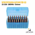 MTM RM-50 22-250-308Win patruunalaatikko 50 patruunalle, Flip-Top Sininen - edestä, kansi avattuna, patruunat paikallaan - Kiväärin patruunoille - 026057213101 - 13
