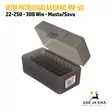 MTM RM-50 22-250-308Win patruunalaatikko 50 patruunalle, Flip-Top Musta/Savu - etuviistosta kansi avattuna - Kiväärin patruunoille - 026057213101 - 23