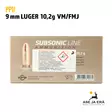 PPU 9 mm Para Subsonic 10,2g FMJ pistoolipatruuna - 9mm pistoolin patruunat - 8605003810131 - 5