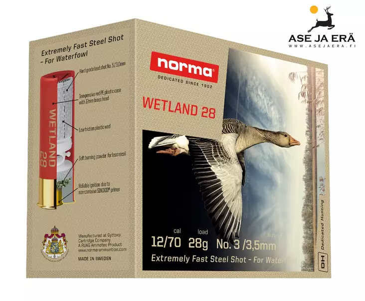 12/70 Norma Wetland 28g Teräspatruuna 25kpl - Lyijyttömät patruunat - 7393923321691 - 1