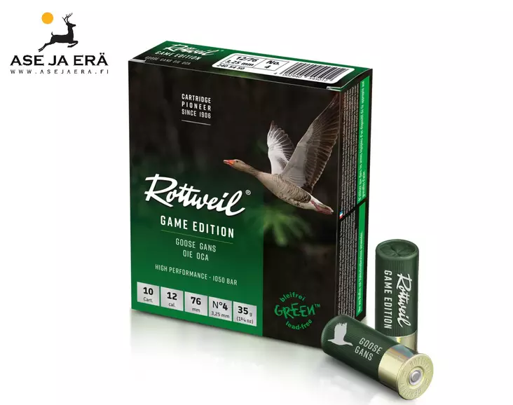 12/76 Rottweil Game Edition Goose 35g 3,25mm No 4 haulikonpatruuna 10 kpl - 12/76 metsästyspatruunat - 4000294054501 - 1