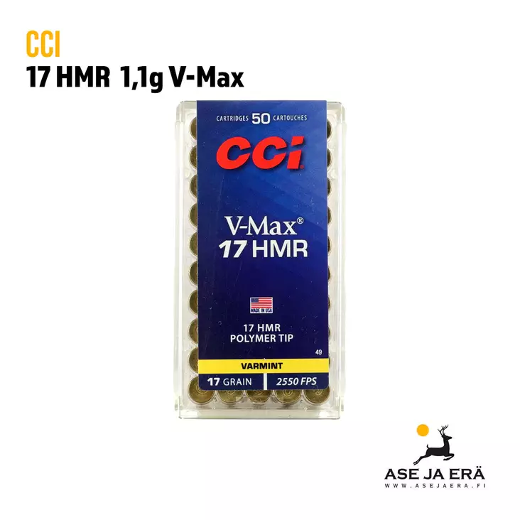 17 HMR CCI 1,1g V-MAX pienoskivärinpatruuna - 17HMR patruunat - 076683000491 - 1