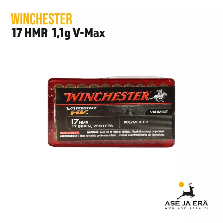 17HMR Winchester Varmint HV V-Max 1,1g pienoiskiväärin patruuna - 17HMR patruunat - 020892102491 - 1