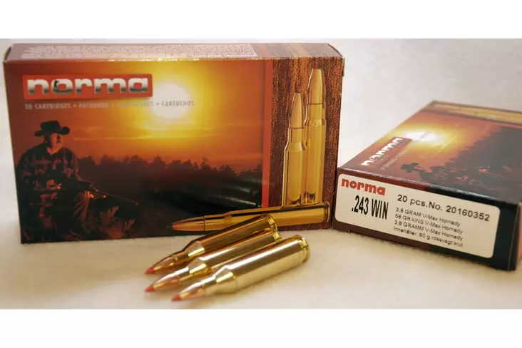 243 Win Norma 3,8g V-max 20 kpl - Muut kaliiperit - 7393923160351 - 2