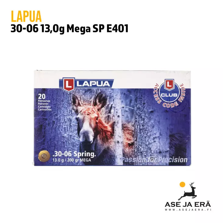 30-06 Lapua Mega 13g SP E401 kivääripatruuna - 30-06 kaliiperi - 6418267101721 - 5