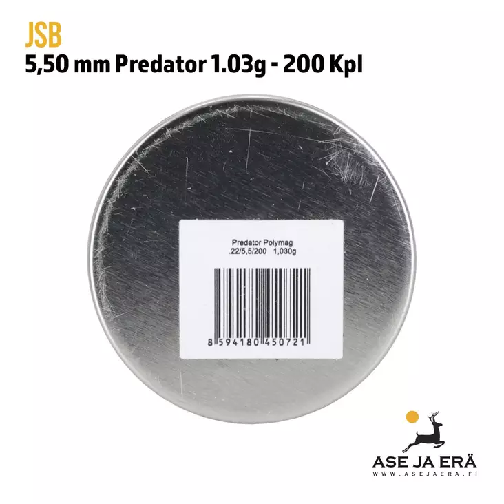 JSB Predator Polymag Cal. 5.5 - Balle Pointe Polymère - Lot De 200 - 1.04g - Pour Carabine Air